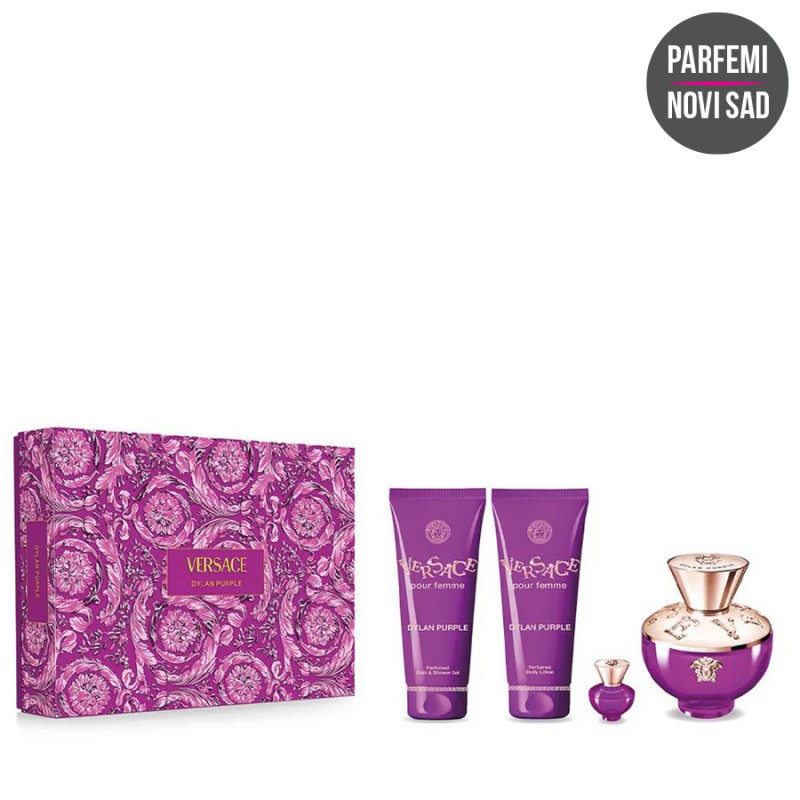VERSACE DYLAN PURPLE EDP 100ml + BODY LOTION100ml + SHOWER GEL 100ml + MINIJATURA EDP 5ml